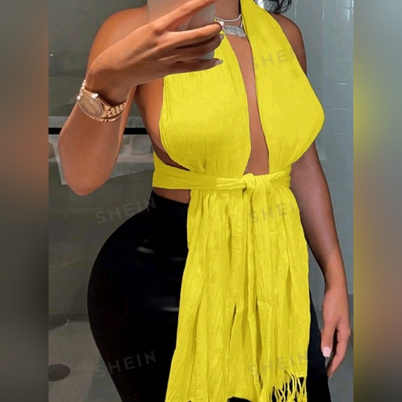 Plus Halter Style Scarf Top - Picture 2 of 4